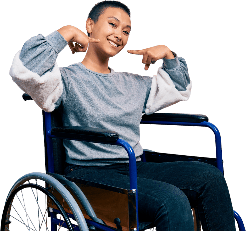 Person in wheelchair posing confidently